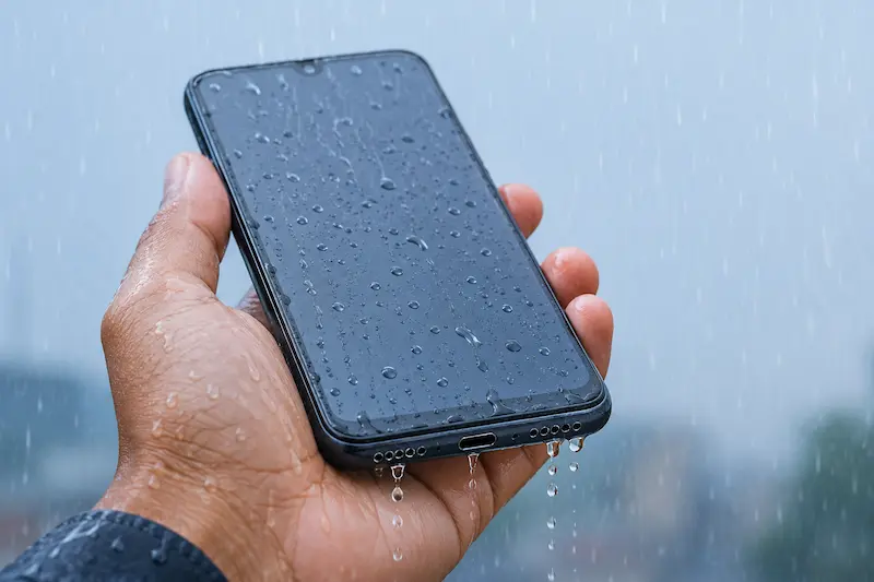 Phone speaker stopped working after rain - water entering smartphone speaker grill during monsoon